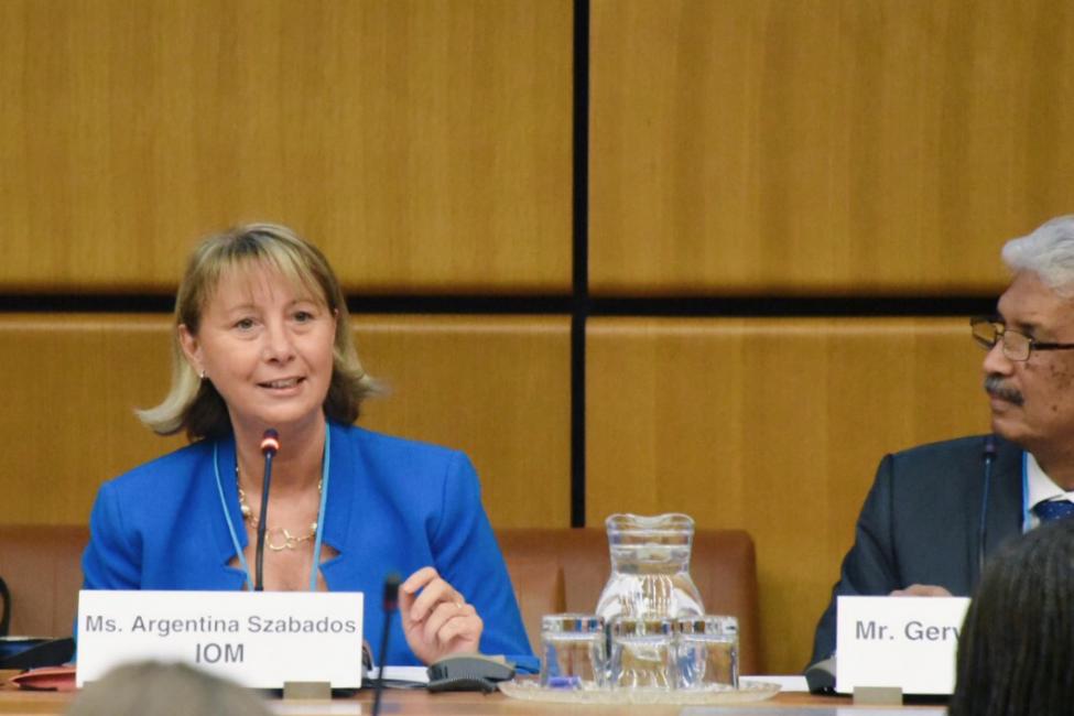 Photo:  IOM Regional Director Argentina Szabados opening the joint IOM/UNODC event in Vienna yesterday. © IOM